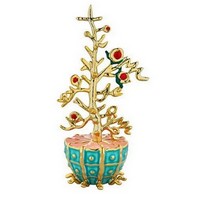 photo l'albero del bene decorazione in porcellana e resina dorata 1